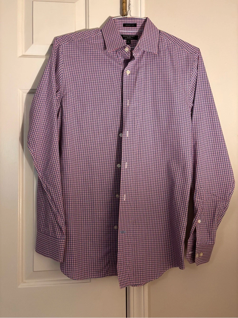 Banana Republic Red & Blue Micro-Check Dress Shirt